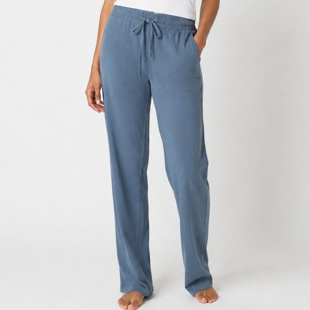 PACT | Organic Cotton Lounge Pants Blue Drawstring Relaxed Fit | Medium